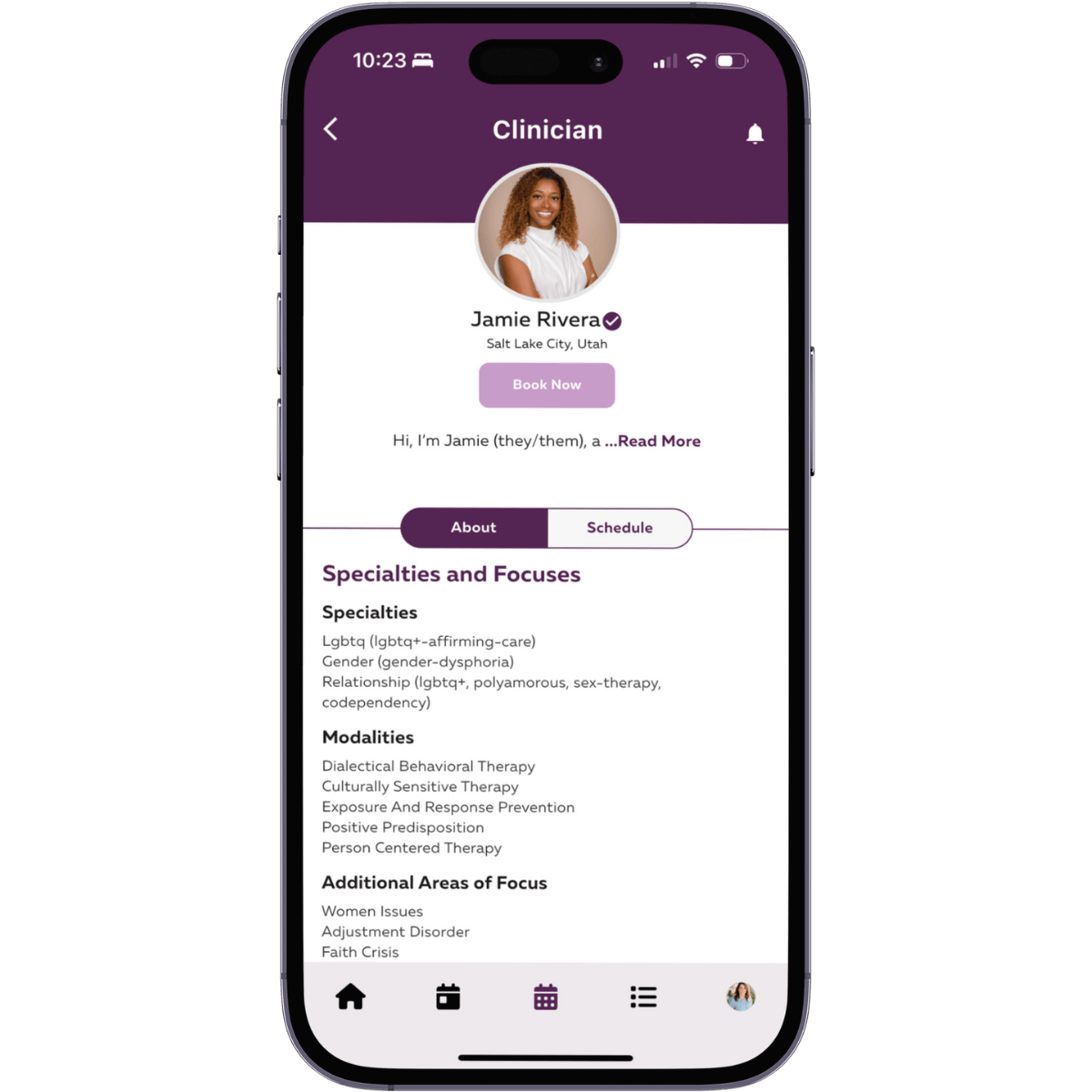 NextTherapist therapist profile page view